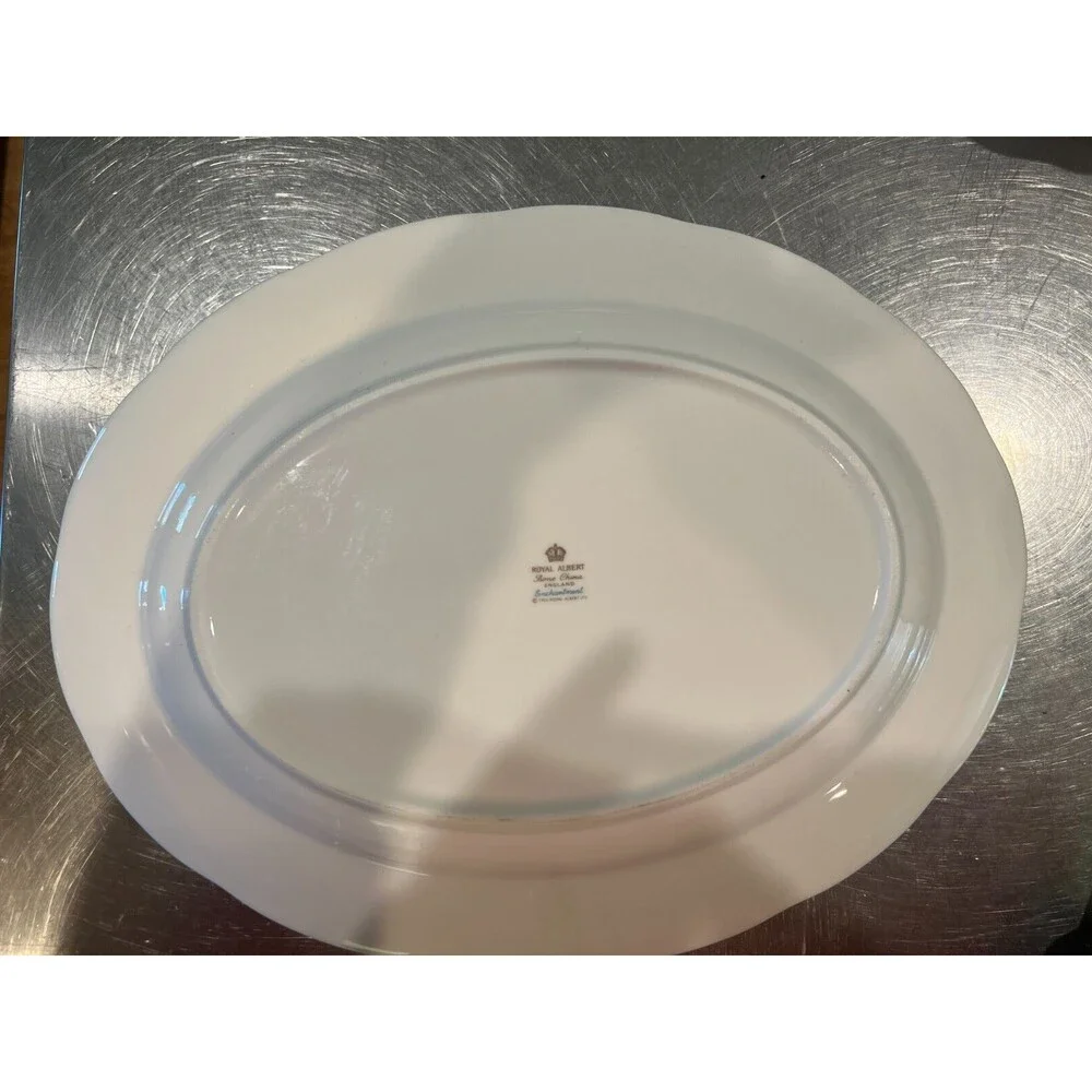 ROYAL ALBERT ENCHANTMENT platter bone china gold floral blue antique Dish Plate